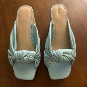 Marc Fisher Arlee Blockheel Slip-On Sandal in Aqua Color Women’s Size 7.5
